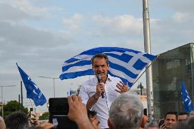 Kyriakos Mitsotakis Launches Campaign For Second Vote In Peristeri Area In Athens, Greece