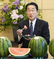 Japan PM Kishida treated to watermelon