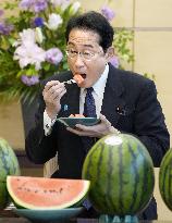 Japan PM Kishida treated to watermelon
