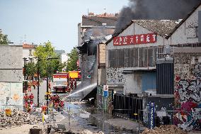 Fire In A Warehouse In Aubervilliers