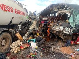 GHANA-CENTRAL REGION-BUS-FUEL TANKER-COLLISION