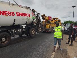 GHANA-CENTRAL REGION-BUS-FUEL TANKER-COLLISION