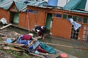 Residential House Boat Drowned In Kashmir
