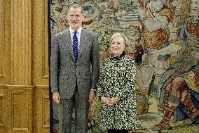 King Felipe VI Receives Hillary Clinton - Madrid