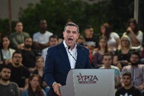 SYRIZA Party Leader Alexis Tsipras Campaigns For Second Vote In Nikaia In Piraeus, Greece