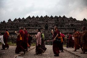 The Buddhist Monks Arrive At Borobudur Temple For Vesak Day