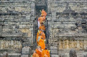 INDONESIA-MAGELANG-BOROBUDUR TEMPLE-BUDDHIST MONK-VESAK DAY