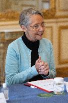 Elisabeth Borne Meets With Anatole Collinet Makosso - Paris