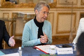 Elisabeth Borne Meets With Anatole Collinet Makosso - Paris