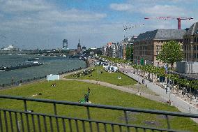 General View Of Dusseldorf And Rhein River