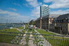 General View Of Dusseldorf And Rhein River