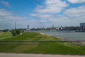 General View Of Dusseldorf And Rhein River