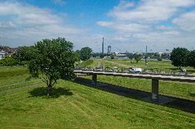 General View Of Dusseldorf And Rhein River