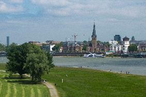 General View Of Dusseldorf And Rhein River