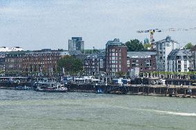 General View Of Dusseldorf And Rhein River