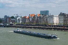 General View Of Dusseldorf And Rhein River