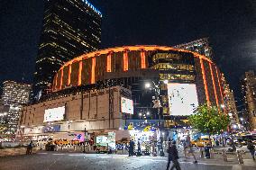 Exterior Night View Of Madison Square Garden In New York