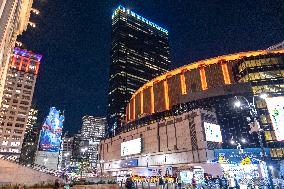 Exterior Night View Of Madison Square Garden In New York