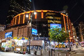 Exterior Night View Of Madison Square Garden In New York