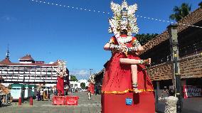 Giant Idols Of The Pandavas Displayed During The Panguni Utsavam Festival