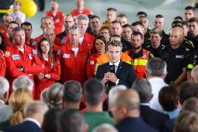 French President at Nimes-Garons firefighters air base - Garons