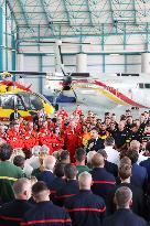 French President at Nimes-Garons firefighters air base - Garons