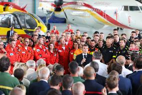 French President at Nimes-Garons firefighters air base - Garons