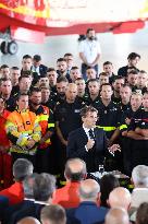 French President at Nimes-Garons firefighters air base - Garons