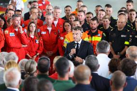 French President at Nimes-Garons firefighters air base - Garons