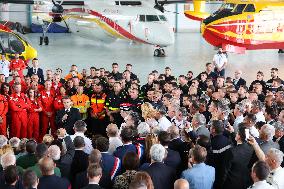 French President at Nimes-Garons firefighters air base - Garons