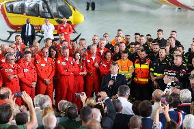 French President at Nimes-Garons firefighters air base - Garons