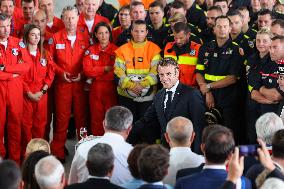 French President at Nimes-Garons firefighters air base - Garons