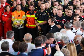 French President at Nimes-Garons firefighters air base - Garons