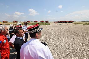 French President at Nimes-Garons firefighters air base - Garons