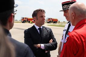 French President at Nimes-Garons firefighters air base - Garons