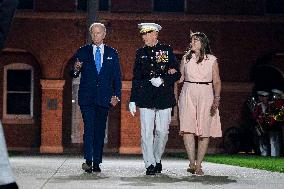 President Joe Biden Attends Friday Evening Marine Parade in Washington, DC