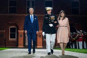 President Joe Biden Attends Friday Evening Marine Parade in Washington, DC