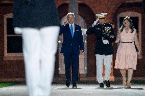 President Joe Biden Attends Friday Evening Marine Parade in Washington, DC