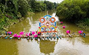 An Illuminated Pandal Was Created Over A Major River For The First Time In Sri Lanka.