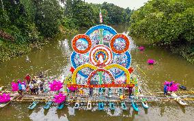 An Illuminated Pandal Was Created Over A Major River For The First Time In Sri Lanka.