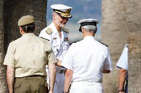 His Majesty King Felipe VI assits the events during the Armed Forces Day in Spain