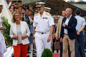 His Majesty King Felipe VI assits the events during the Armed Forces Day in Spain
