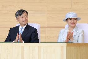 Japanese emperor, empress at tree-planting ceremony