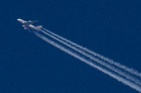 Emirates Airbus A380 Flying Over Germany