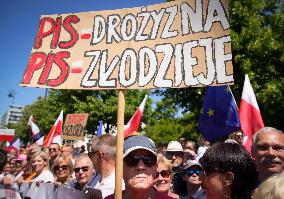 Thousands Join Opposition March In Warsaw