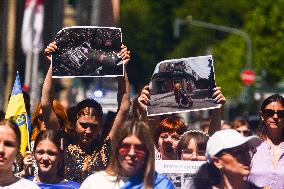 Demonstration For Saving Ukrainian Children In Duesseldorf