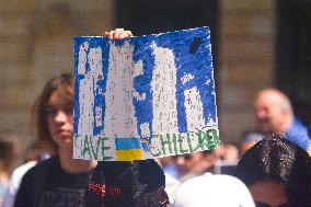 Demonstration For Saving Ukrainian Children In Duesseldorf