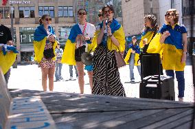 Demonstration For Saving Ukrainian Children In Duesseldorf