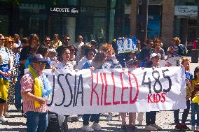 Demonstration For Saving Ukrainian Children In Duesseldorf