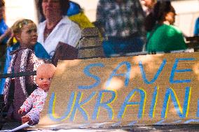 Demonstration For Saving Ukrainian Children In Duesseldorf